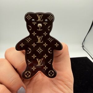 Louis Vuitton Dark Brown Monogram Bear Brooch